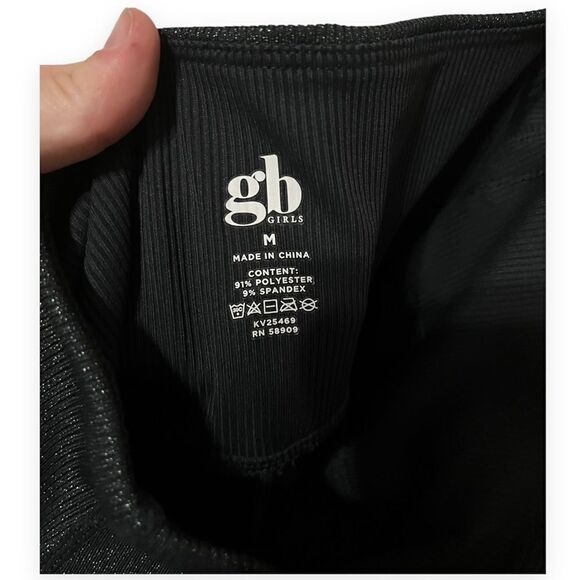 gb girls leggings M black sparkle sparkly silver medium EUC pocket​ - Picture 4 of 7
